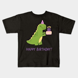 Cute T-Rex with birthday cake Kids T-Shirt